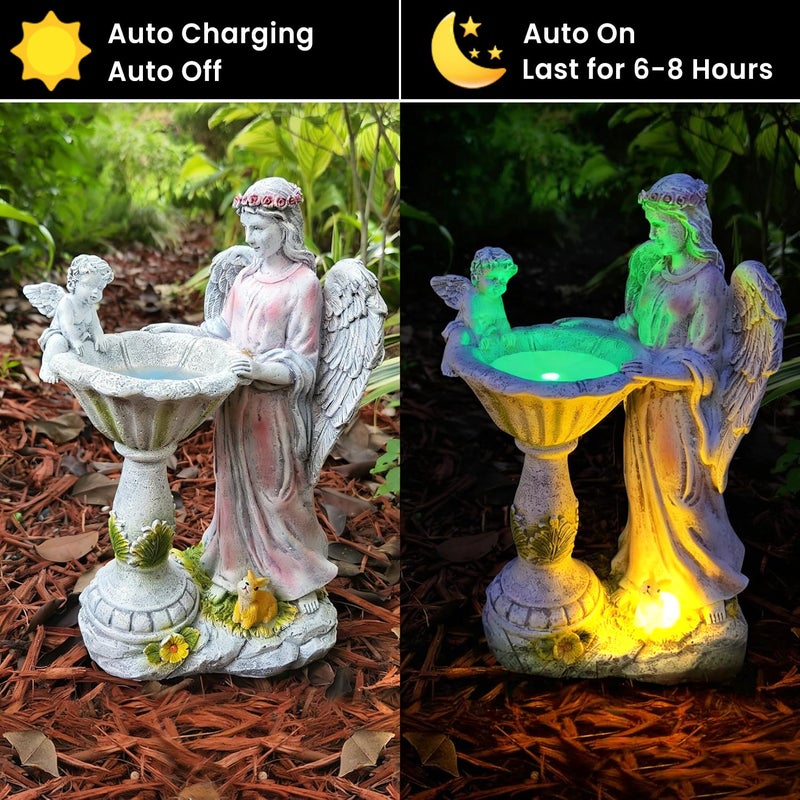Voveexy Solar Garden Statue Outdoor Decor, Angel Garden Figurine with Color Changing Light Waterproof Outdoor Statue Resin Sculpture Lawn Ornament for Patio Lawn Yard Christmas Birthday Housewarming Gift - Image 3