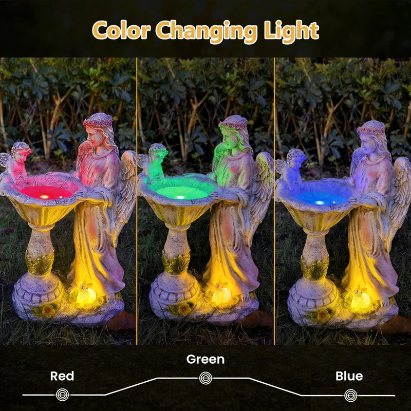 Voveexy Solar Garden Statue Outdoor Decor, Angel Garden Figurine with Color Changing Light Waterproof Outdoor Statue Resin Sculpture Lawn Ornament for Patio Lawn Yard Christmas Birthday Housewarming Gift - Image 2
