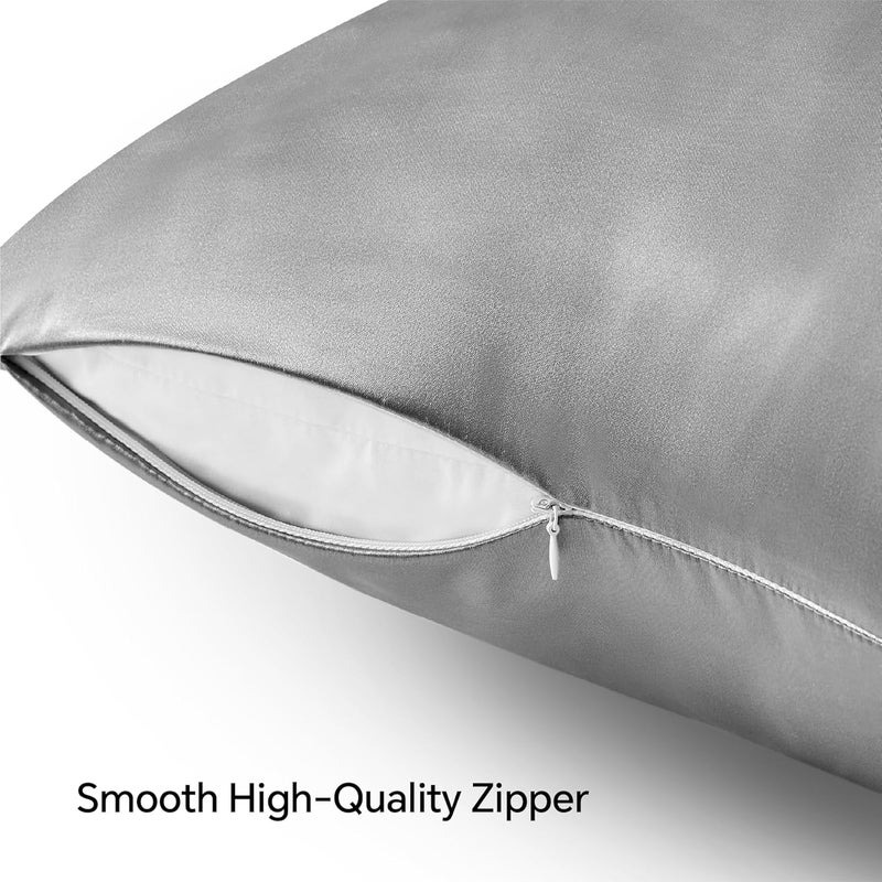 BEDELITE Economical upgraded quality Satin Pillowcase with Zipper, Grey King Size Pillow Cases Set of 2, Super Soft and Cooling Similar to Silk Pillow Cases, Gift for Women Men(20x36 Inches) Cost saving user oriented build - Image 5