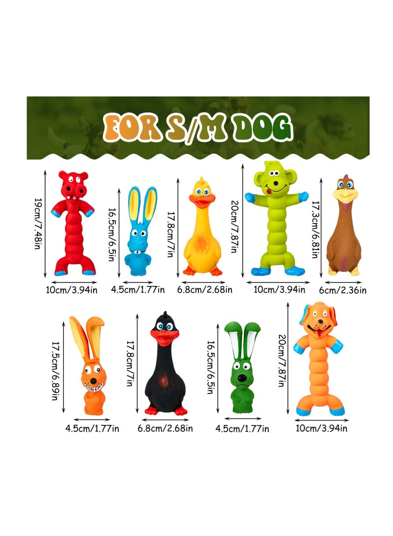 Excefore 7 Inch Squeaky Latex Dog Toys Standing Stick Soft Rubber Dog Chew Toy Animal Puppy Fetch Interactive Play Toy Assorted Animal Pet Toys for Small Medium Large Dogs Assorted Color(Set of 9) - Image 2