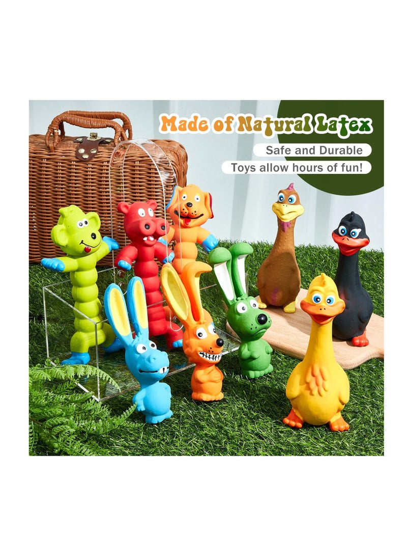 Excefore 7 Inch Squeaky Latex Dog Toys Standing Stick Soft Rubber Dog Chew Toy Animal Puppy Fetch Interactive Play Toy Assorted Animal Pet Toys for Small Medium Large Dogs Assorted Color(Set of 9) - Image 3