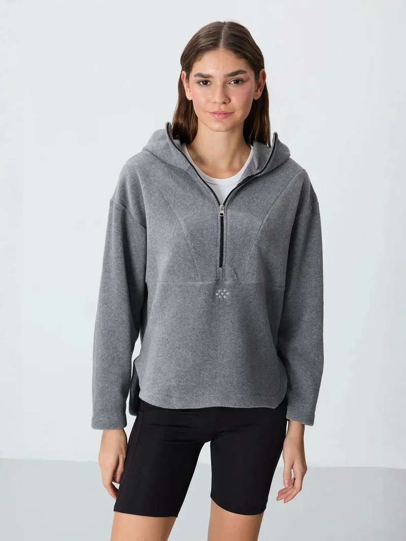 TOMMYLIFE TOMMY Oversized Plush Half-zip Hooded Sweatshirt