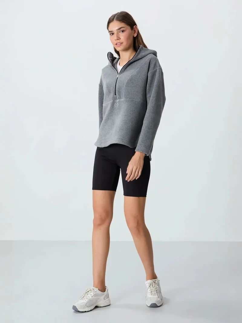 TOMMYLIFE TOMMY Oversized Plush Half-zip Hooded Sweatshirt