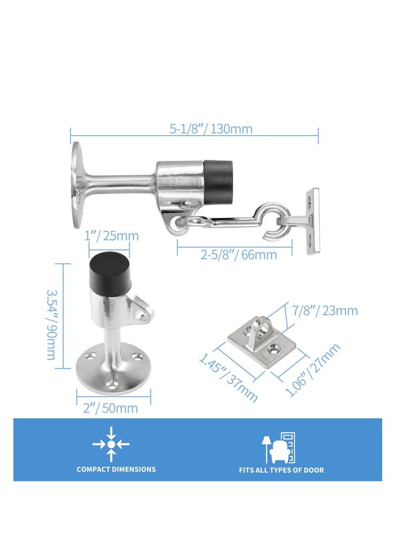 SYOSI Wall Mount Door Stopper with Hook, Heavy Duty Door Stop Brushed Nickel Doorstop with Rubber Bumper & Stainless Steel Screws, Made of Zinc Alloy, Durability, Rust Resistance (Sliver) - Image 4