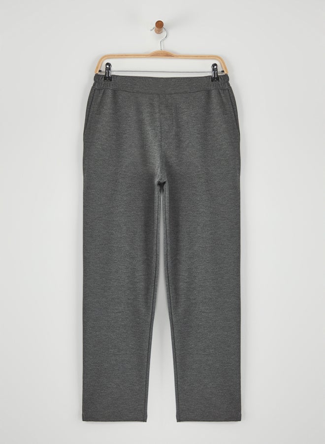 trendyol Anthracite Regular/Normal Cut Elastic Waist Comfortable Stylish Knitted Trousers - Image 1