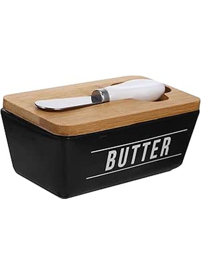 Stainless Steel Butter Dish With Lid And Spreader 400ml For Fridge - Image 1