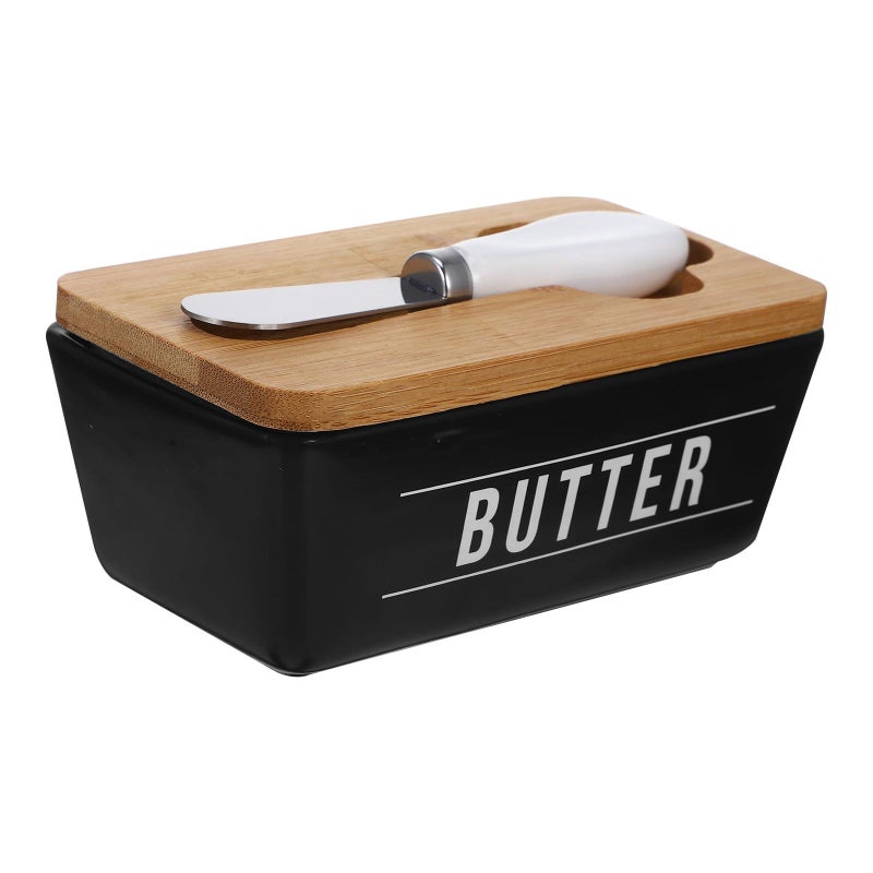Stainless Steel Butter Dish With Lid And Spreader 400ml For Fridge - Image 2