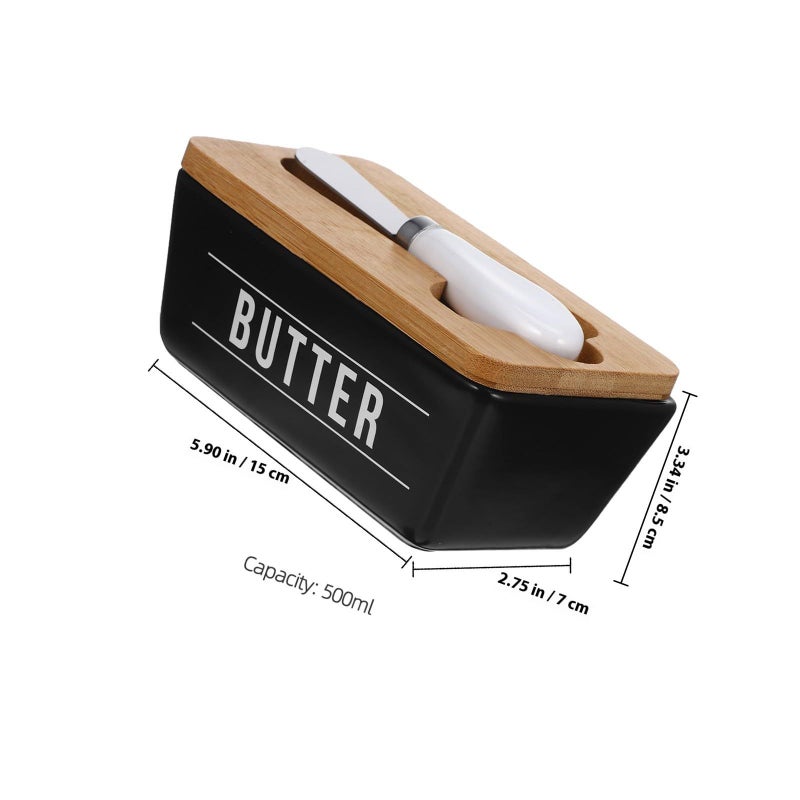 Stainless Steel Butter Dish With Lid And Spreader 400ml For Fridge - Image 3