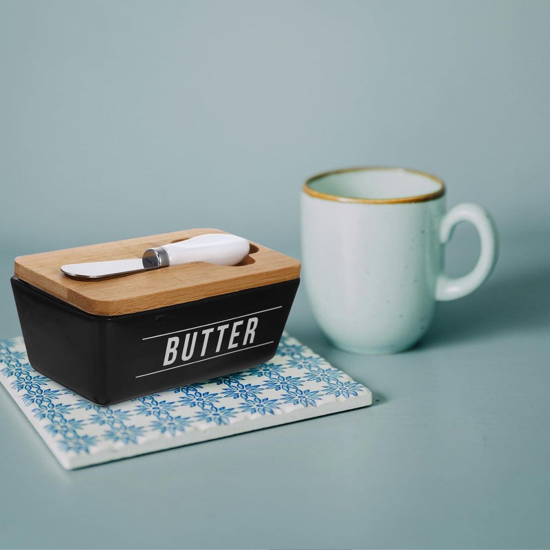 Stainless Steel Butter Dish With Lid And Spreader 400ml For Fridge - Image 5