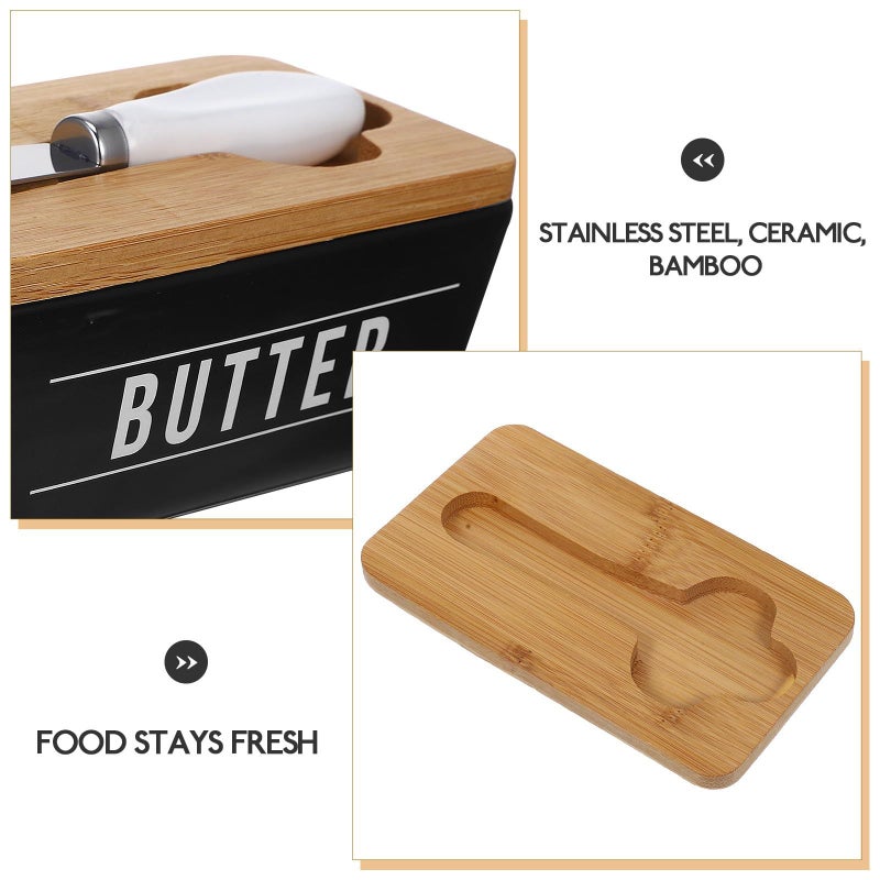 Stainless Steel Butter Dish With Lid And Spreader 400ml For Fridge - Image 4