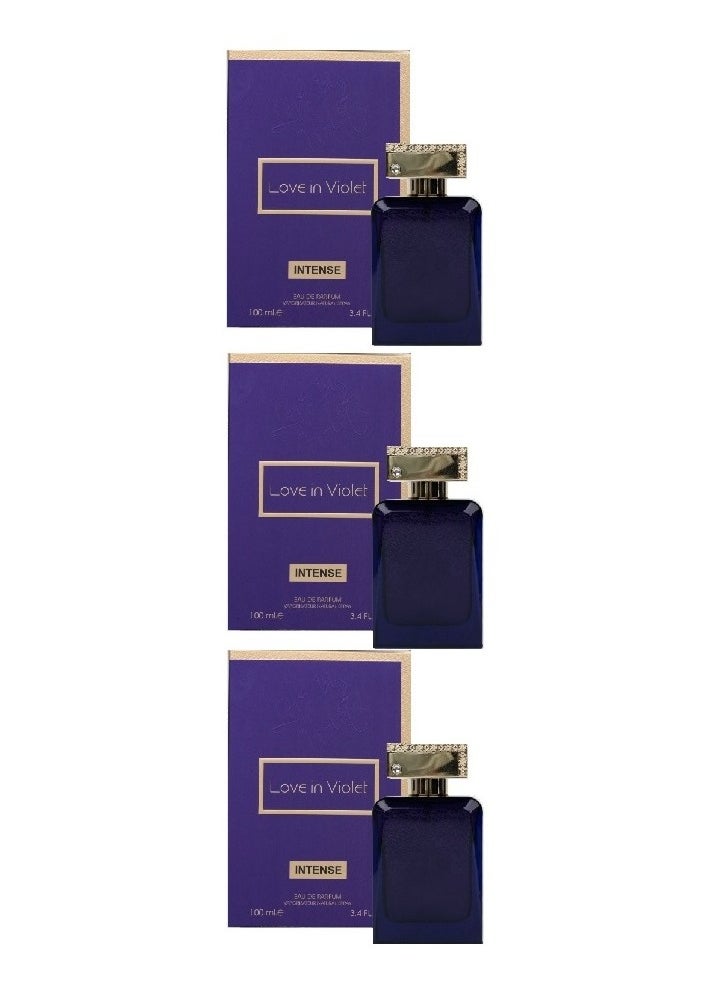 لوف ان فيوليت - مجموعة من 3 قطع من عطر لوف ان فيوليت للنساء - أو دو بارفيوم - 100 مل*3قطع - لمسة من الانتعاش والأنوثة بتركيبة فاكهية فريدة - Image 1