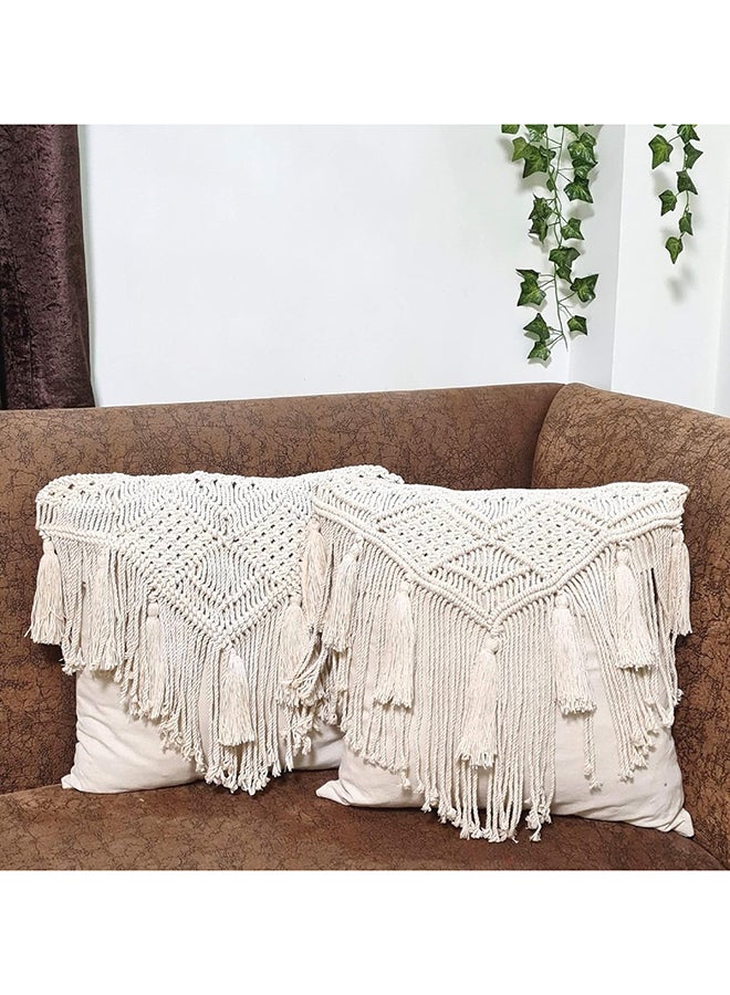 انتيكيانو غطاء وسادة بتصميم بوهيمي جميل من مكرمية مكونة من قطعتين - Image 1