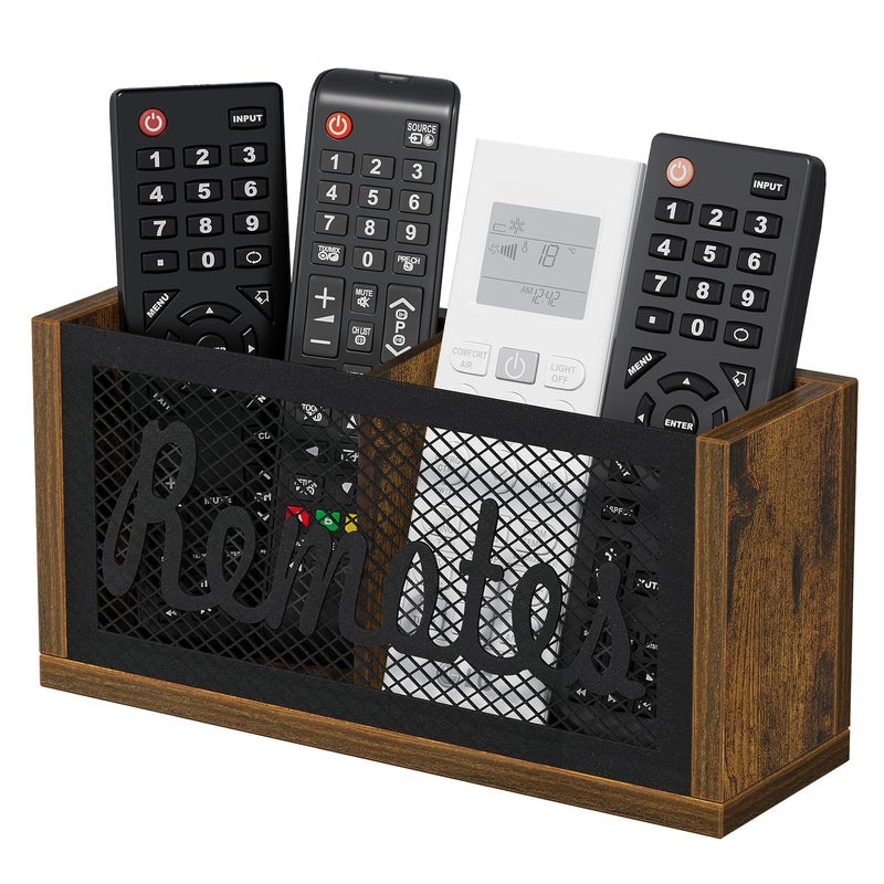 YINMIT Remote Control Holder Wall Mount, TV Remote Holder for Wall, Remote Caddy for Table, Remote Organizer Divided Storage Box for Wall, Table, Living Room, Bedroom - Image 1