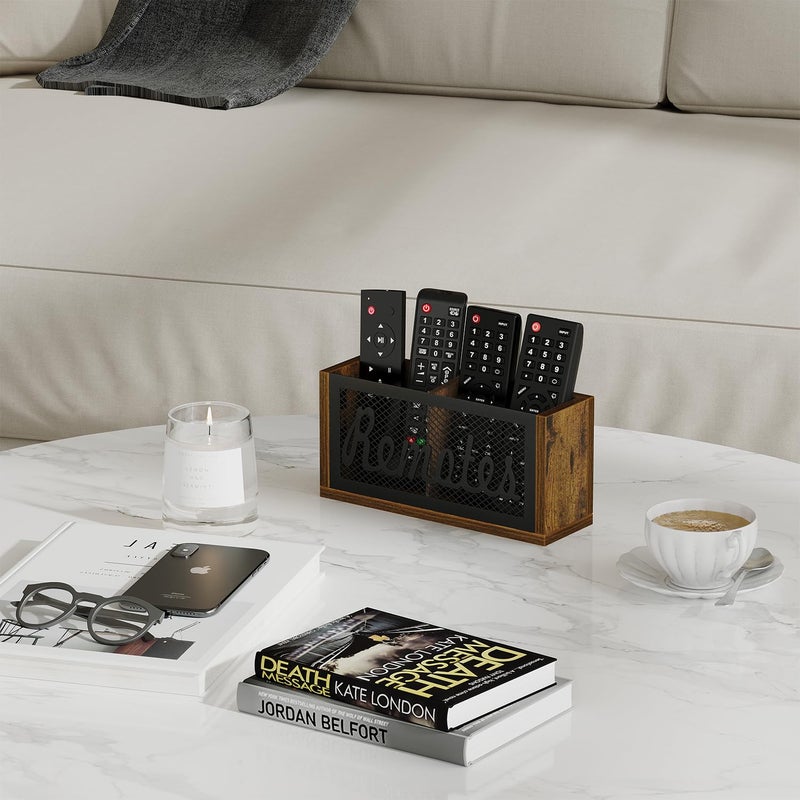 YINMIT Remote Control Holder Wall Mount, TV Remote Holder for Wall, Remote Caddy for Table, Remote Organizer Divided Storage Box for Wall, Table, Living Room, Bedroom - Image 4