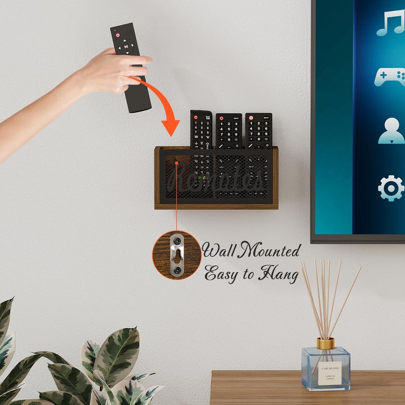 YINMIT Remote Control Holder Wall Mount, TV Remote Holder for Wall, Remote Caddy for Table, Remote Organizer Divided Storage Box for Wall, Table, Living Room, Bedroom - Image 5