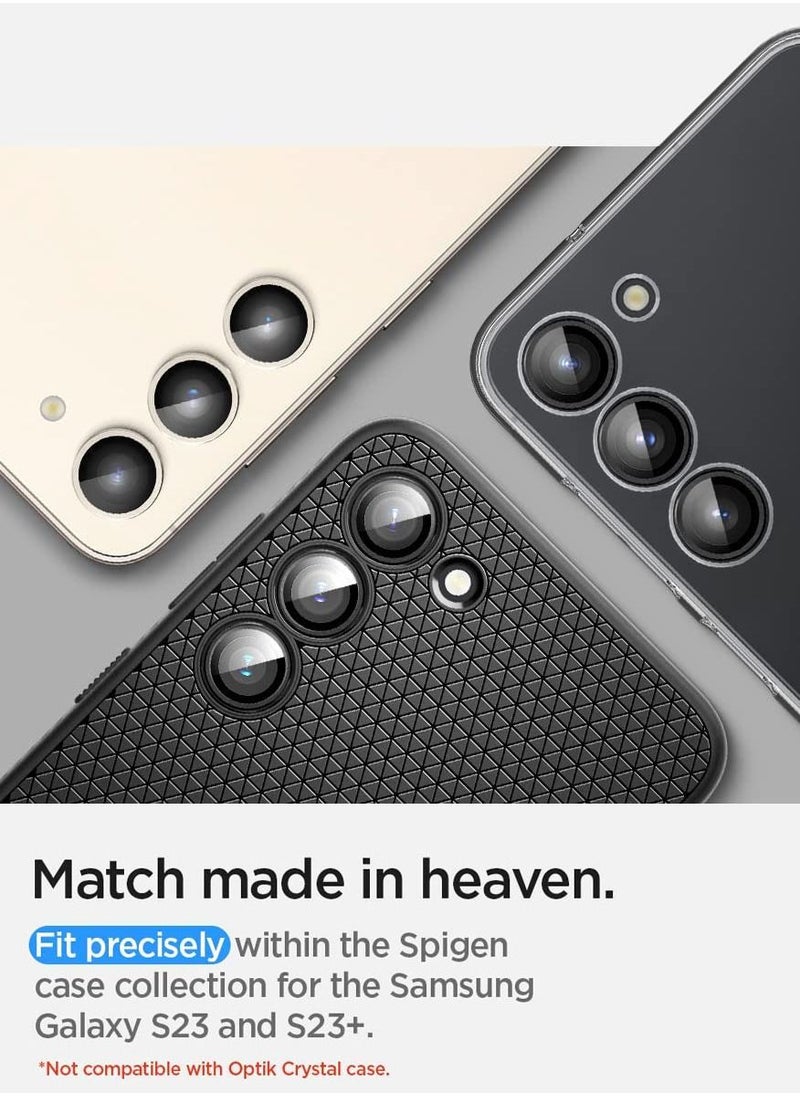 Spigen - واقي شاشة عدسة الكاميرا Glastr Ez Fit Optik Pro لهاتف Samsung Galaxy S23 وGalaxy S23 Plus (عبوة من قطعتين) - كريمي - Image 1