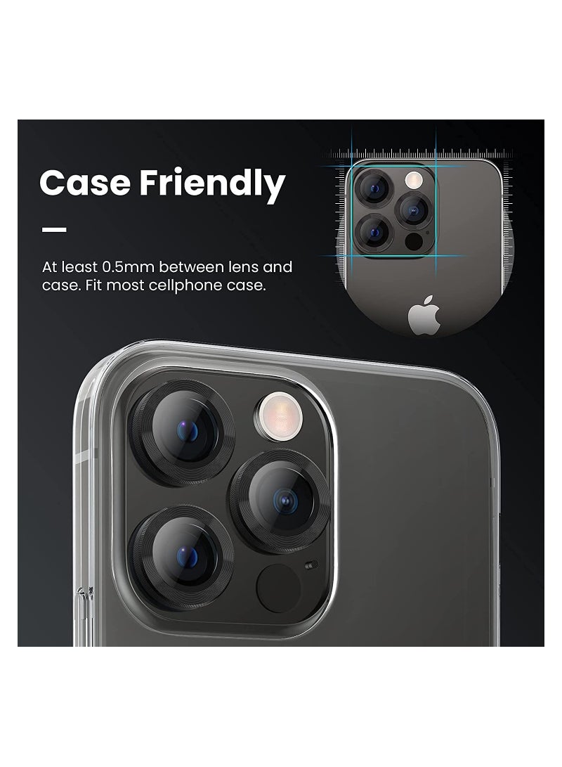 روك بو iPhone 13 Pro - iPhone 13 Pro Max واقي عدسة الكاميرا ، 9H غطاء زجاجي مقوى للكاميرا ، واقي للشاشة ، حلقة معدنية فردية لهاتف iPhone 13Pro 6.1 بوصة iPhone 13 Promax 6.7 بوصة 2021 - Image 3