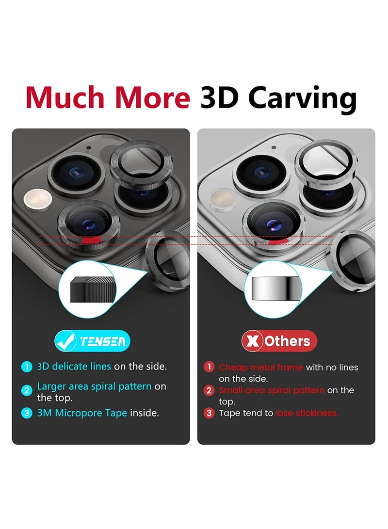 روك بو iPhone 13 Pro - iPhone 13 Pro Max واقي عدسة الكاميرا ، 9H غطاء زجاجي مقوى للكاميرا ، واقي للشاشة ، حلقة معدنية فردية لهاتف iPhone 13Pro 6.1 بوصة iPhone 13 Promax 6.7 بوصة 2021 - Image 2