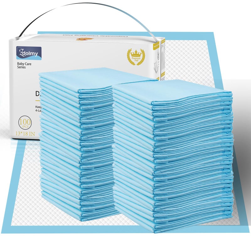 QDTTSRY Baby Disposable Changing Pad 100 Count Thicken and High Absorb Incontinence Changing Pad with Breathable Waterproof Soft NonWoven Fabric Underpad 13X18 inch Extra Thick
