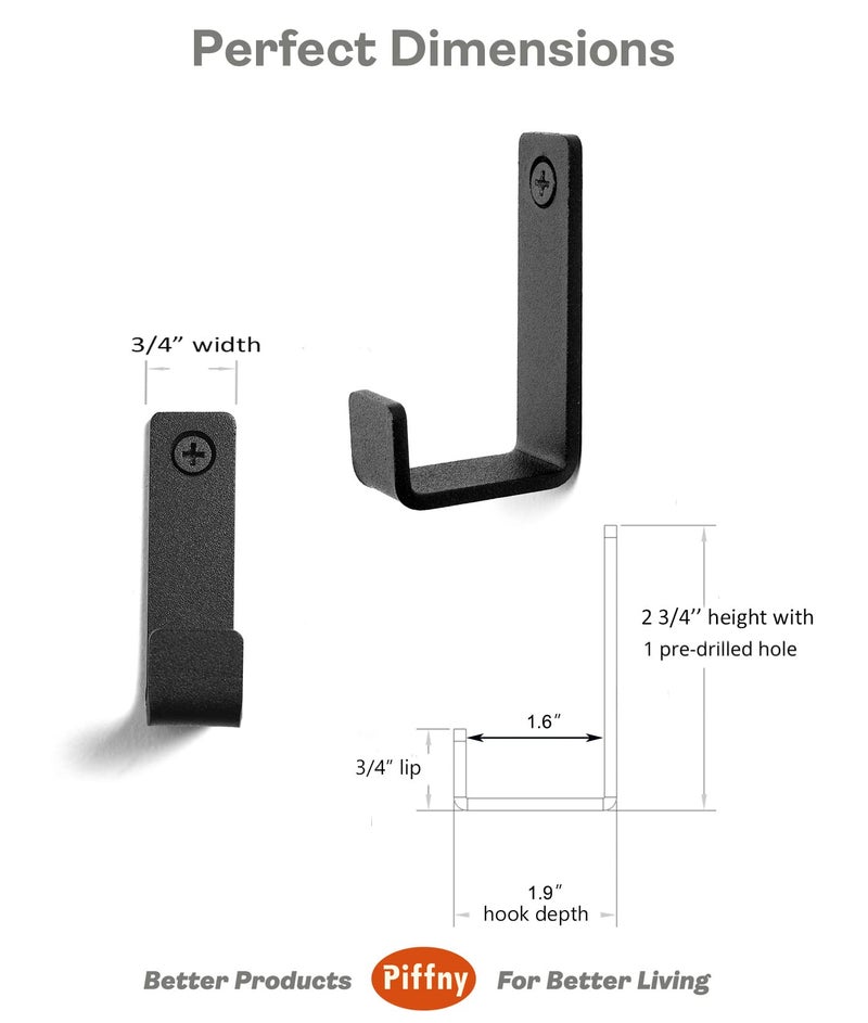 Piffny Robe & Towel Hook, 6 Pack Heavy Duty Stainless Steel Outdoor Wall Hooks for Hanging Towel, Coat, Backpack, Keys, etc (Modern Industrial) - Image 4