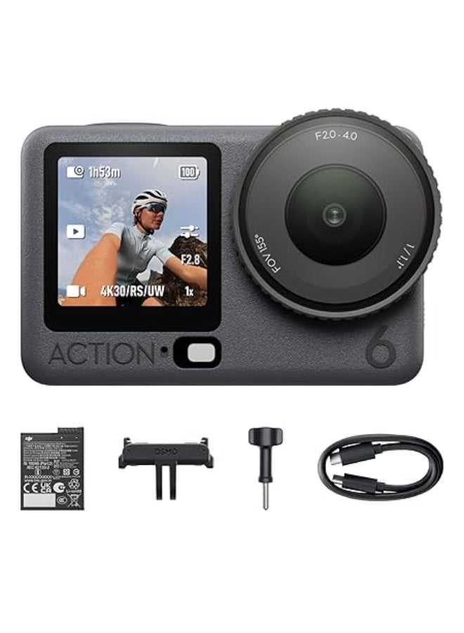Osmo Action 6 Standard Combo, Action Camera with 1/1.1" Square Sensor, Variable Aperture of f/2.0–f/4.0, Cold-Resistant, 4hrs Battery, Action Camera 4K Ideal for Quick Capture of Exciting Moments - Image 1