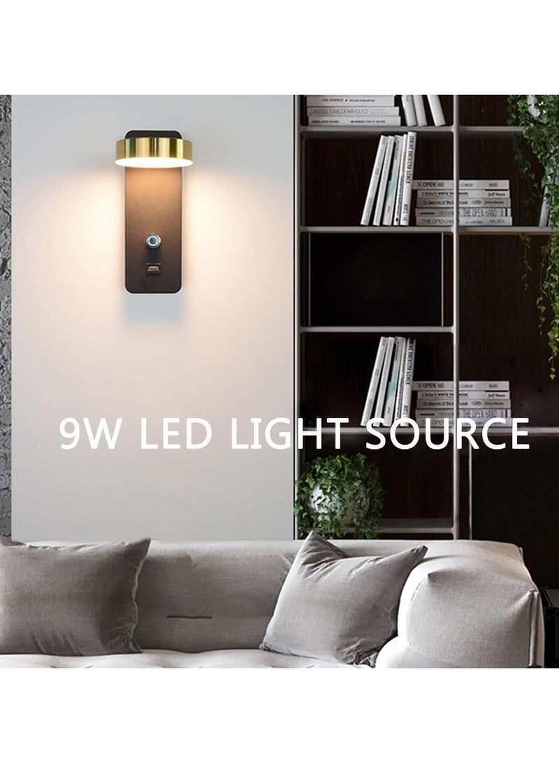 AROAQ Home LED Wall Lights with Switch Indoor Wall Light Rotatable Wall Wash Light Dimmable 3 Colors Changing Wall Sconce Lights USB Charging Port for Bed Living Room Bedroom Office Study - Image 5