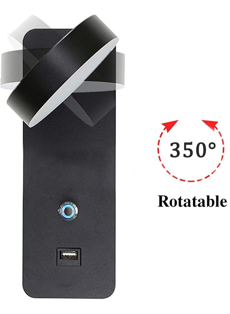 AROAQ Home LED Wall Lights with Switch Indoor Wall Light Rotatable Wall Wash Light Dimmable 3 Colors Changing Wall Sconce Lights USB Charging Port for Bed Living Room Bedroom Office Study - Image 3