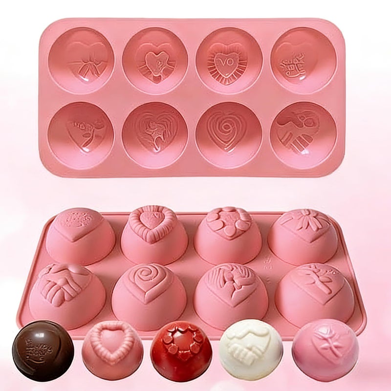 GARBODIY 2Packs Silicone Valentine Chocolate Molds 8-Cavity Heart-Shaped - Reusable Candy Mold for Truffles, Ice Cubes, Soap - Heat Resistant (-40Â°F to 446Â°F) - Image 1
