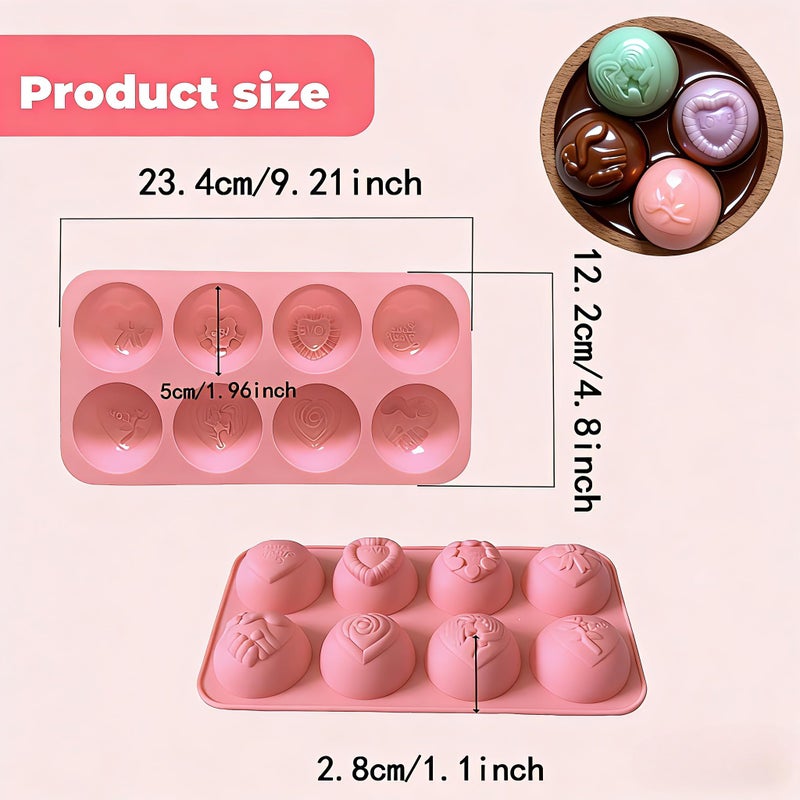 GARBODIY 2Packs Silicone Valentine Chocolate Molds 8-Cavity Heart-Shaped - Reusable Candy Mold for Truffles, Ice Cubes, Soap - Heat Resistant (-40Â°F to 446Â°F) - Image 2
