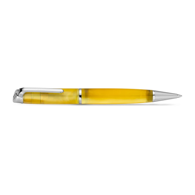 بوليس Moderna Yellow Silver Stainless Steel Blue Ink Ballpoint Pen for Men