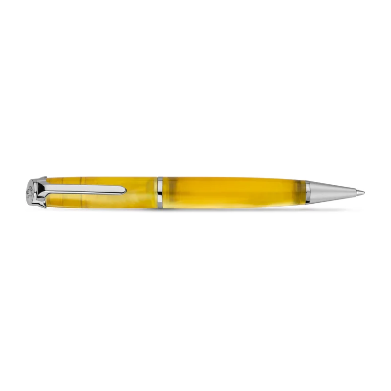 بوليس Moderna Yellow Silver Stainless Steel Blue Ink Ballpoint Pen for Men