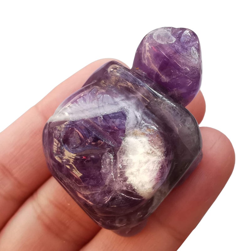Bacatgem 1 Pcs Natural Amethyst Tortoise Crystals and Healing Stones 15 Hand Carved Animal Collectible Sculpture Fengshui Healing Crystal