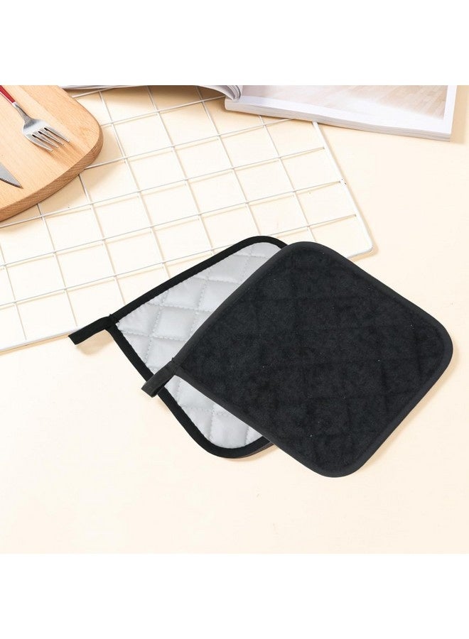 Beauenty 5 PCS Pot Holders for Kitchen, Cotton Potholers with Great Heat Resistance, Hot Pads, Trivets for Cooking and Baking Black - Image 2