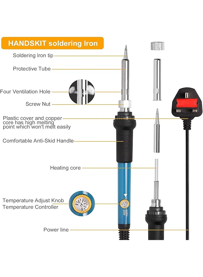 erorex Adjustable Temperature 60W Electric Soldering Iron Welding Tool Kit - Image 2