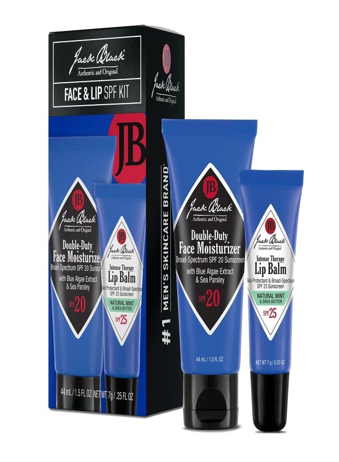 Jack Black Face & Lip Set - Double Duty Facial Moisturizer Face Cream for Men, Mens Facial Lotion with SPF + Natural Mint & Shea Butter with Vitamin E, Lip Balm SPF 25, Moisturizer Balm for Dry Lips - Image 1