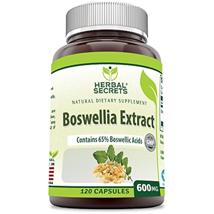 Herbal Secrets Boswellia Serrata Extract (65% Boswellic Acids) 600 mg 120 Capsules Supplement - Non-GMO - Gluten Free - Image 1