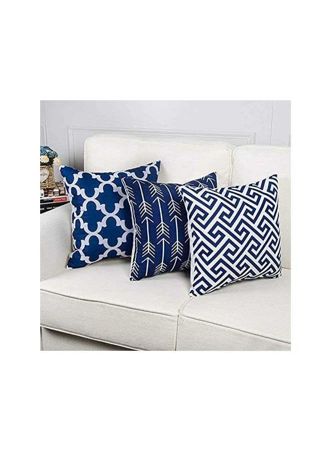 The Bros Pack of 6 Throw Pillow Covers for Couch, Modern Decorative Geometric Patterns, Pillow Case Cushion Case for Room Bedroom Room Sofa Chair Car, 18 x 18 inch (Dark Blue) - Image 4