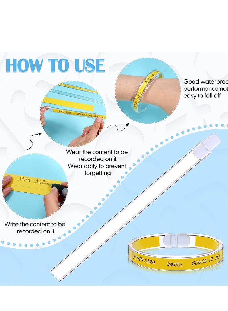 SYOSI 10 Count Tubular Wrist Bands With Multiple Insert Colors Reusable Medical Comfortable Wristbands Information Plastic Bracelet Hospital Id For Party Event  - Image 2