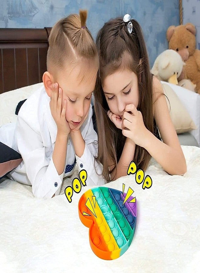 Peeplvalue POP It Fidget Toys for Kids,Push Pop Bubble Fidget,Unbreakable,Washable,Food Grade,Anti Stress Relief Sensory Autism Toys for Girls Boys Kids and Adults (Heart) - Image 4