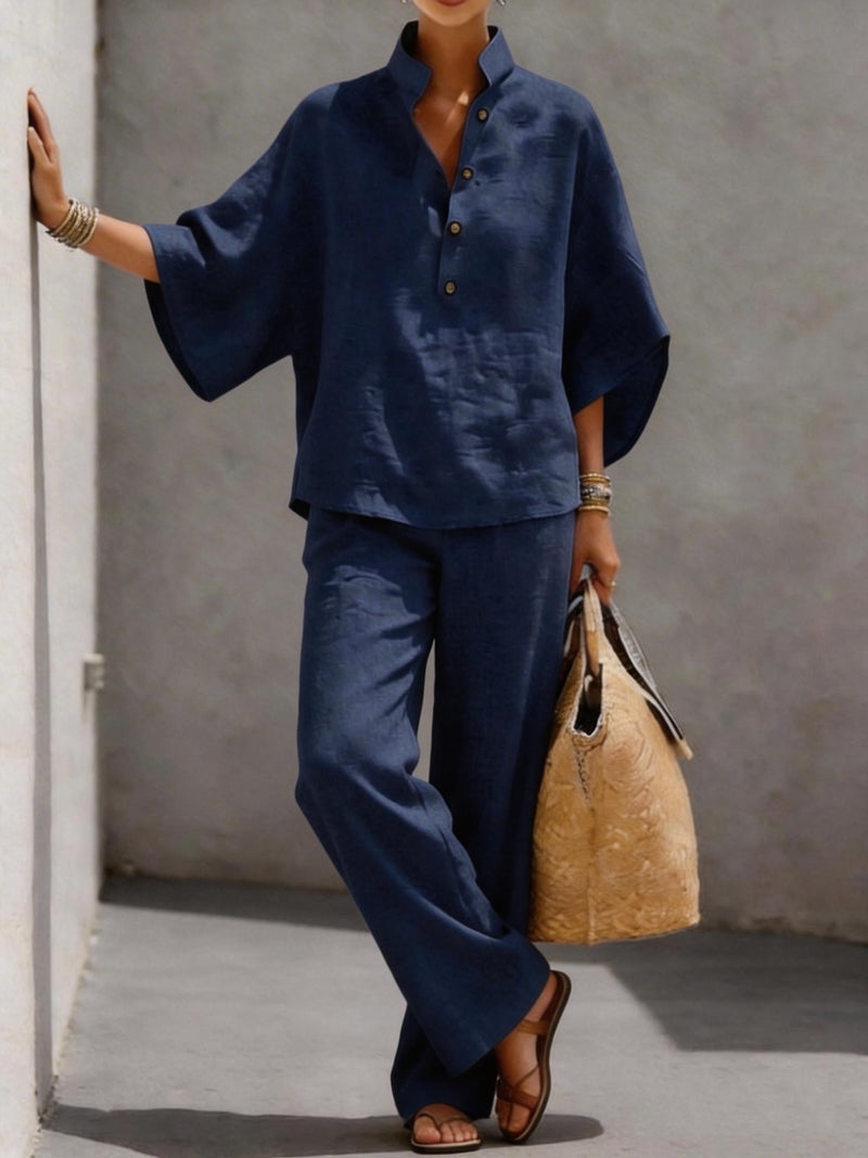 Women's Cotton Linen Shirt and Pants Two-Piece Set - Image 5