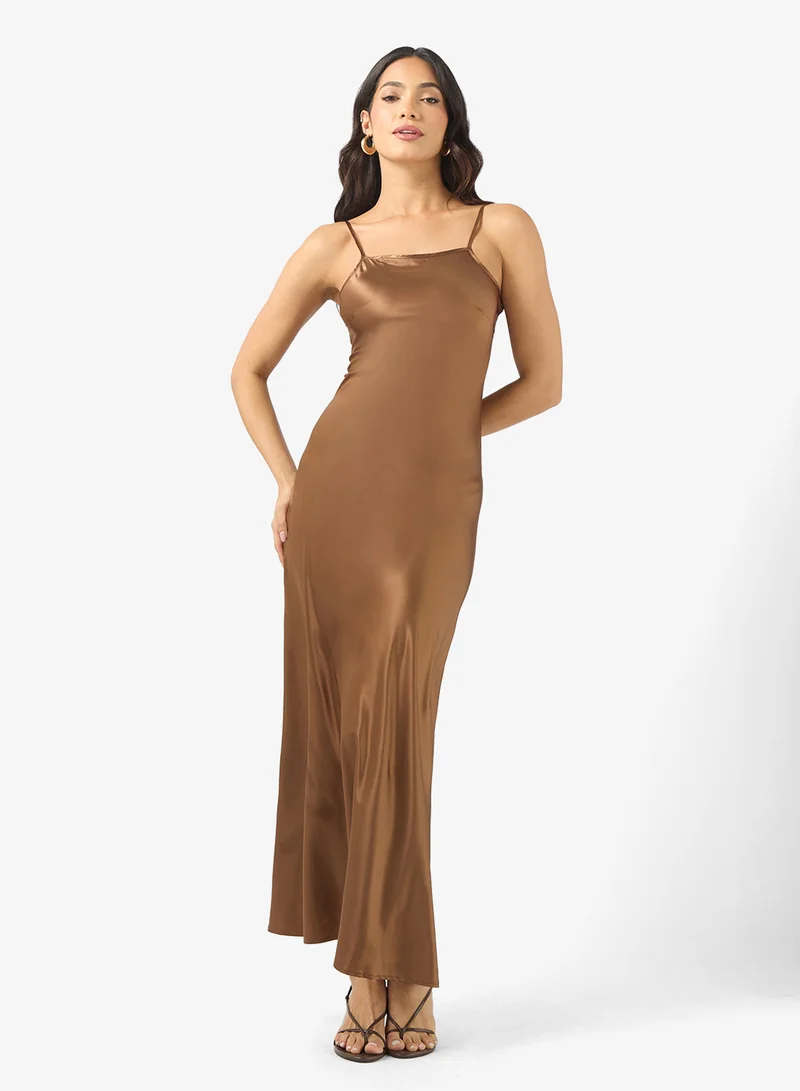 strappy SATIIN SLIP maxi DRESS