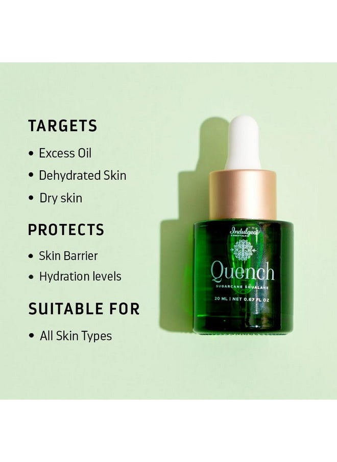 Indulgeo ESSENTIALS Quench | 100% Organic Sugarcane Squalane Oil | Glow Light Moisturizer, Non-Sticky| Finelines And Wrinkles - 20 Ml  - Image 2