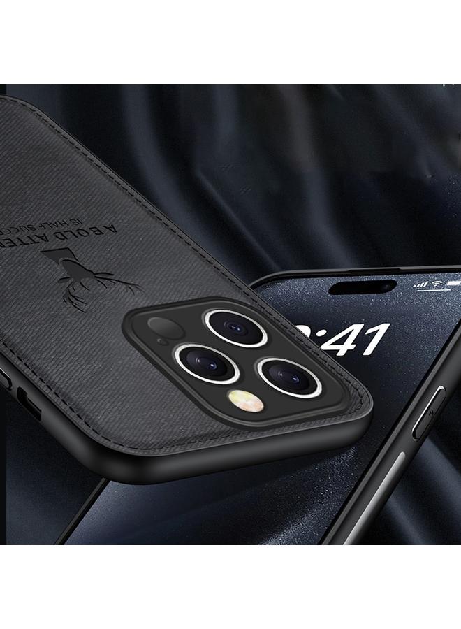 اس-توب جراب هاتف شامل لهاتف iPhone 16 Pro Max مصنوع من جلد قماش رأس الغزال - Image 3