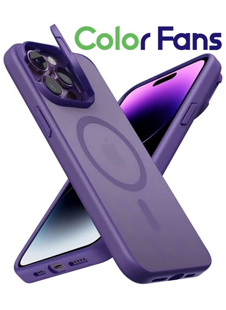 Color Fans - Magsafe Case for iPhone 14 Pro Max Camera Ring Stand Magnetic Cover Purple - Image 1