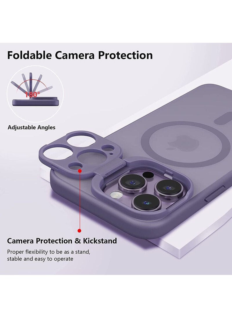 Color Fans - Magsafe Case for iPhone 14 Pro Max Camera Ring Stand Magnetic Cover Purple - Image 1