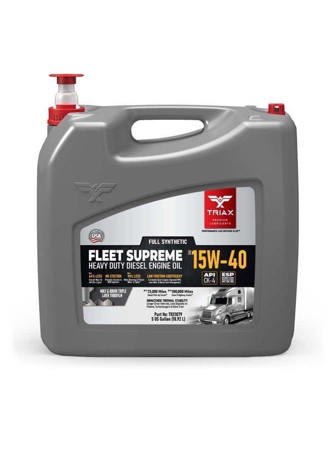 Triax Fleet Supreme 15W-40 API CK-4 Full Synthetic Diesel Engine Oil | Friction Optimized and Boosted with Molybdenum & Nano-Boron | Superb Powerstroke Performance (5 Gallon) - Image 1
