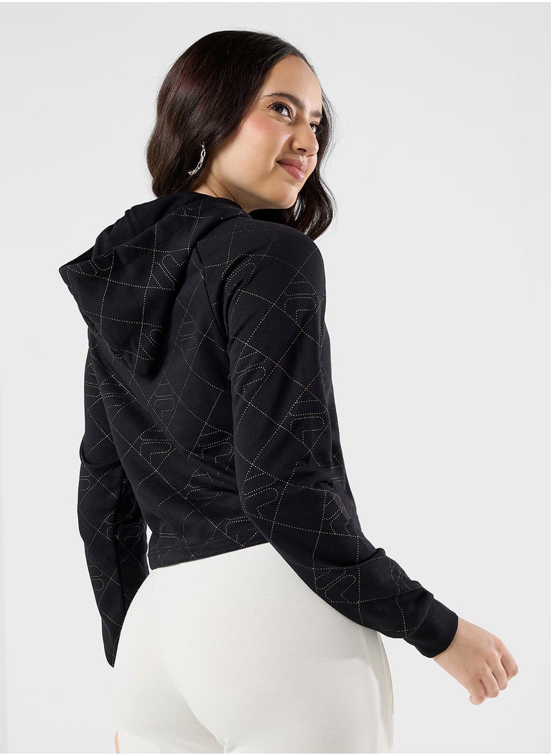 FILA - Essential All Over Print Cropped Hoodie - Image 1
