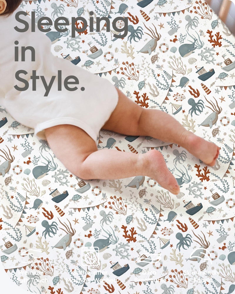 TotBasic Baby Crib Sheets Boy Girl for Standard Crib Mattress - Ultra Soft Jersey Knit Neutral Crib Mattress Sheet, Safe and Snug, Durable, Stylish Crib Sheet Fitted, 28''x52''x9'' Extra Deep Pocket - Image 4