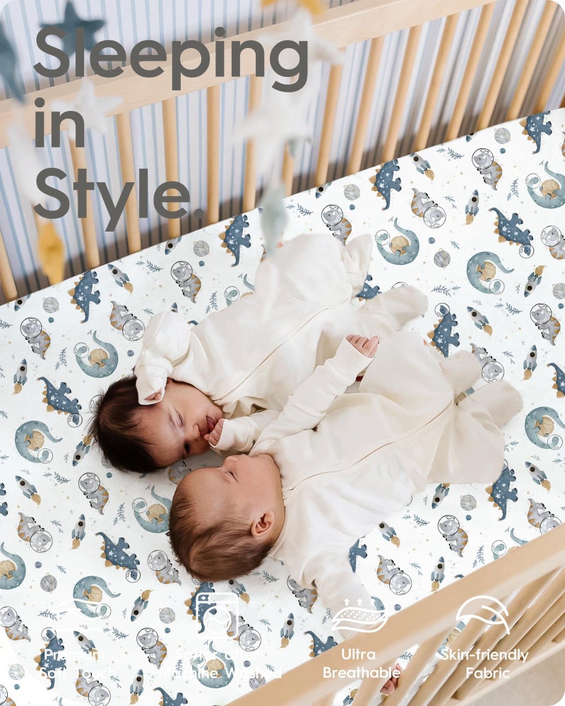 TotBasic Baby Crib Sheets Boy Girl for Standard Crib Mattress - Ultra Soft Jersey Knit Neutral Crib Mattress Sheet, Safe and Snug, Durable, Stylish Crib Sheet Fitted, 28''x52''x9'' Extra Deep Pocket - Image 3