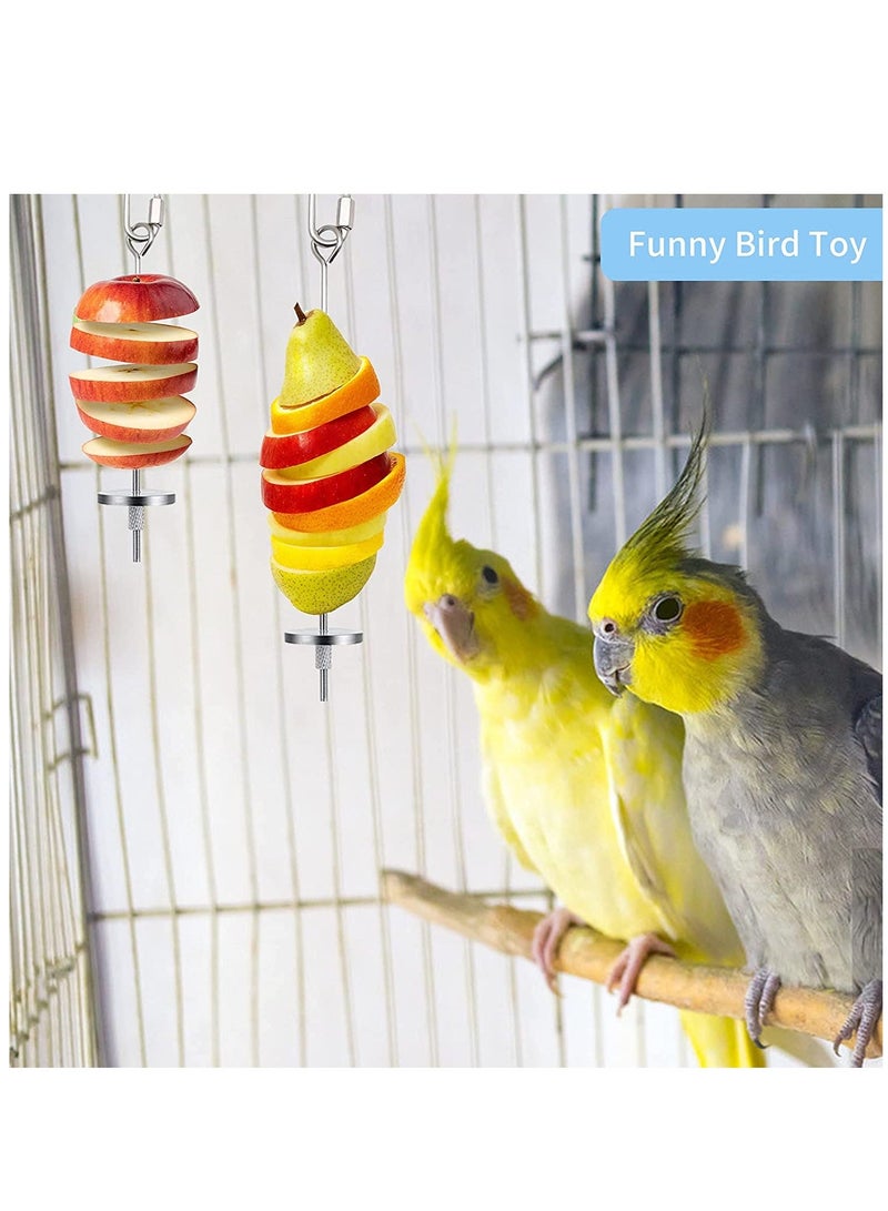 Bird Feeder for Cage, Bird Foraging Toy, Stainless Steel Bird Food Holder, Small Animal Fruit Vegetable Stick Skewer, Hanging Food Feeding Treating Tool for Parrots c o c katiel Cage 2 Long + 2 Short  - Image 5